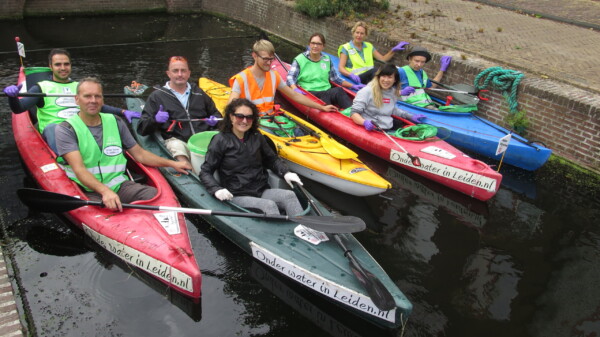 Litter fishing in the Leiden Canals