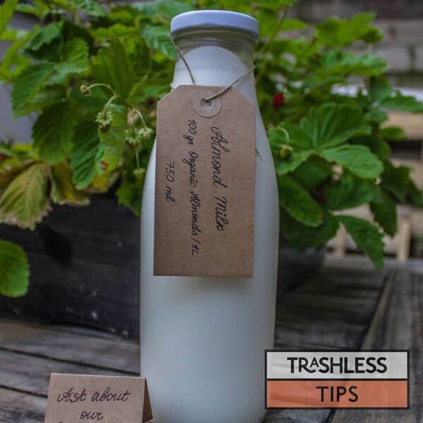 Milk in glass jars (including almond)